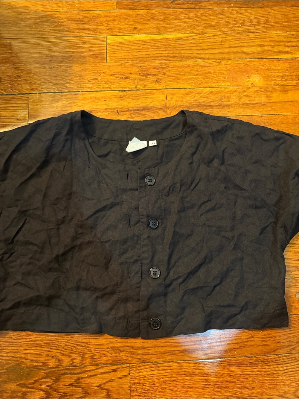Black Button-Front Crop Top